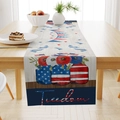 Chemin de table patriotique du Jour de l'Indépendance avec imprimé Freedom sur bois - Style Freedom (ZQ13-1) / 33x183cm