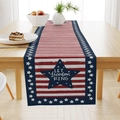 Detail of Fourth of July linen table runner with stars and LET freedom RING text - LET freedom RING Stars Stripes (ZQ13-13) / 33x183cm