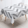 Nordic marble pattern tablecloth with grey chevron design on white rectangular table - Small Cover Cloth / Grey and White Marble Chevron (ZB14-1)