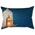 Dunkelblaues Pfirsichhaut-Lendenkissen mit goldenem Mond und Ramadan-Laterne - 30*50cm (Ohne Füllung) / Dunkelblau Gold Ramadan Laterne (DRD352-4)