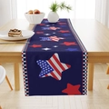 Chemin de table patriotique fête de l'Indépendance USA avec étoiles sur table rustique - Style Étoiles Bleu Foncé (ZQ13-2) / 33x183cm