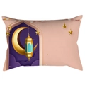 Golden moon and lantern pattern on peach skin pillow case for Ramadan home decor - 30*50cm (No Insert) / Pink Purple Background Gold Crescent (DRD352-7)
