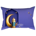 Rectangular Ramadan pillow cover with golden crescent moon and lantern on purple fabric - 30*50cm (No Insert) / Deep Purple Gold Ramadan Theme (DRD352-8)