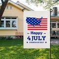 Drapeau de jardin du 4 juillet en lin avec carte des États-Unis et rayures étoilées - HYQ17-3