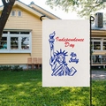 Bandiera da giardino con Statua della Libertà e testo Independence Day su lino con supporto - HYQ17-5