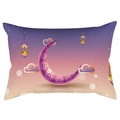Peach skin lumbar pillow with golden moon and purple mandala pattern for Ramadan decor - 30*50cm (No Insert) / Purple Orange Gradient Starry Moon (DRD352-14)