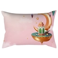 Peach skin pillow with golden crescent moon and green lantern Ramadan 3D art print - 30*50cm (No Insert) / Gold Crescent Green Lantern (DRD352-10)