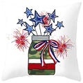 Détail de la taie d'oreiller Fête de l'Indépendance avec pot camouflage et feux d'artifice - Style Illustration Bocal Camouflage (DRD382-31) / 45x45CM (Sans Noyau)