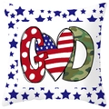 Détail de la taie d'oreiller patriotique avec étoiles rayures et motifs camouflage - Style God Religieux Patriotique (DRD382-29) / 45x45CM (Sans Noyau)
