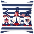 Détail de la housse de coussin fête de l'indépendance USA avec gnomes et étoiles - Style Trois Gnomes Étoiles et Rayures (DRD382-28) / 45x45CM (Sans Noyau)