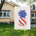 Dettaglio della bandiera da giardino in lino con design patriottico ad ananas - HYQ17-11