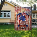 Double-sided Independence Day garden flag with fireworks and shield on a lawn - Happy Independence Day Banner (HYQ19-3)