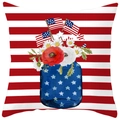 Détail de la taie d'oreiller du 4 juillet avec bocal fleuri et drapeaux américains - Style Drapeau Fleur Bocal Vintage (DRD382-25) / 45x45CM (Sans Noyau)