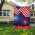 American Independence Day garden flag with fireworks and Celebrate text for yard decor - Celebrate Fireworks Design (HYQ19-2)
