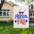 Dettaglio della bandiera da giardino in lino con grafica Merica su supporto nero - HYQ17-14