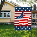 Close-up of linen American Independence Day garden flag with stars and stripes - Classic Stars And Stripes Design (HYQ19-12)