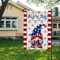 Garden flag showing a patriotic gnome for American Independence Day decor in the yard - Happy 4th Of July Gnome (HYQ19-11)