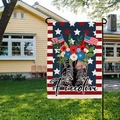 Detailed texture of linen Independence Day garden flag with patriotic boots and floral design - Freedom Military Boots (HYQ19-10)