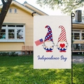Dettaglio della bandiera da giardino Independence Day con gnomi su tela di lino - HYQ17-16
