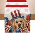 Détail de texture du chemin de table de l'Independence Day avec Golden Retriever - Golden Retriever Drapeau (ZQ14-17) / 33x183cm