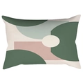Detail of modern rectangular pillowcase with abstract green and pink geometric patterns - 30x50cm Without Insert / CRD63-26 Style