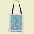 William Morris τσάντα με μπλε λουλουδάτο σχέδιο και μαύρα λουράκια σε καμβά - Μπλε Βοτανική Συνεχής Υφή (FBD002-7)