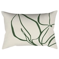 Modern rectangle lumbar pillow case with green abstract leaf print on beige fabric - 30x50cm Without Insert / CRD63-3 Style