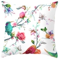 Floral bird print peach skin pillowcase with colorful hummingbird and blossom pattern - 18x18 Inch / Colorful Hummingbird (DRD368-6)