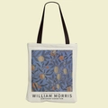 Πάνινη τσάντα William Morris με καλλιτεχνικό φλοράλ σχέδιο και μαύρα χερούλια - Σκούρο Μπλε Ρόδι Ανθικό Μοτίβο (FBD002-15)
