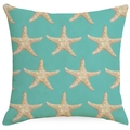 Funda de cojín de estrella de mar en tela texturizada turquesa para el verano - Estilo de Letra Artística Estrella de Mar Concha (YMD342-2)
