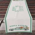 Easter table runner featuring green truck and colorful eggs on white fabric for home decor - 33*183cm / Green Border Pickup and Eggs (ZQ09-15)