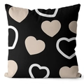 Black decorative pillowcase with white and beige heart patterns for home decor - 45*45cm (No Insert) / Abstract Heart Style (CRS28-1)