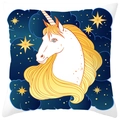 Cute unicorn and golden stars printed peach skin velvet square sofa cushion cover - Night Sky Golden Mane Unicorn (DRD367-6)