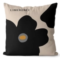 Modern beige pillow cover featuring black abstract floral prints and Limerence text - 45*45cm (No Insert) / Beige Abstract Floral Style (CRS28-6)
