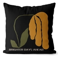 Minimalist black throw pillow with abstract plant print and Brighter Days Ahead text - 45*45cm (No Insert) / Black Art Botanical Style (CRS28-7)