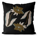 Black square pillow cover with abstract symmetrical floral print in brown and grey - 45*45cm (No Insert) / Black Symmetrical Abstract Style (CRS28-11)