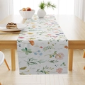 Vista dettagliata del runner da tavola in lino con stampa floreale acquerellata - 33*183cm / Stile Acquerello con Fiori di Campo (ZQ15-13)