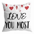 White peach skin pillowcase with LOVE YOU MOST text and red heart prints - Love You Most Gradient Heart (DRD299-2)