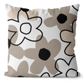 Minimalist black and beige floral print pillow case in abstract square fabric design - 45*45cm (No Insert) / Black White Earth Tone Floral Style (CRS28-15)