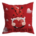 Valentine's Day pillowcase featuring a red gnome holding a heart with festive greeting - Gnome Holding Heart Red Background (DRD299-4)