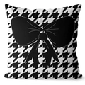 Black and white houndstooth pillowcase with a large central bow print for sofa decor - 45*45cm (No Insert) / Houndstooth Bowknot Style (CRS28-16)
