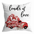 Witte kussensloop met Valentijn kabouters en Love truck grafische print erop - Rode Vintage Vrachtwagen met Kabouters (DRD299-5)
