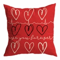 Rode vierkante kussensloop met hartjespatroon en Love You Forever print tekst - Hartslag ECG Rode Stijl (DRD299-7)