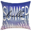 Blue and purple watercolor mermaid pillow cover with Summer Hello print and coral decor - Summer Hello (YMD350-3) / 45x45CM (No Core)