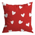 Vierkante rode kussenhoes met romantisch wit hartpatroon voor Valentijnsdag decor - Verspreide Rode Harten Print (DRD299-8)