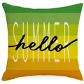 Linen sunflower summer decorative pillowcase with yellow gradient and Summer Hello print - 45x45cm (No Insert) / Summer Text Stripes (YMD352-3)