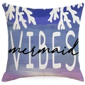 Blue purple watercolor ocean pillow case with mermaid vibes and white coral print - Mermaid Vibes (YMD350-4) / 45x45CM (No Core)