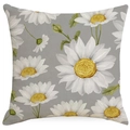 Grey linen cushion cover with white daisy floral print and yellow flower centers - 45*45cm (No Insert) / Grey Daisy Style (YMD355-2)
