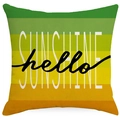 Linen sunflower pillowcase with hello sunshine print and colorful gradient stripes - 45x45cm (No Insert) / Sunshine Text Gradient (YMD352-4)