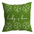 Grüner St. Patrick's Day Kissenbezug mit Kleeblatt-Druck und Lucky is Love Schriftzug - 45x45 cm / Grüner Lucky is Love Stil (DRD344-2)